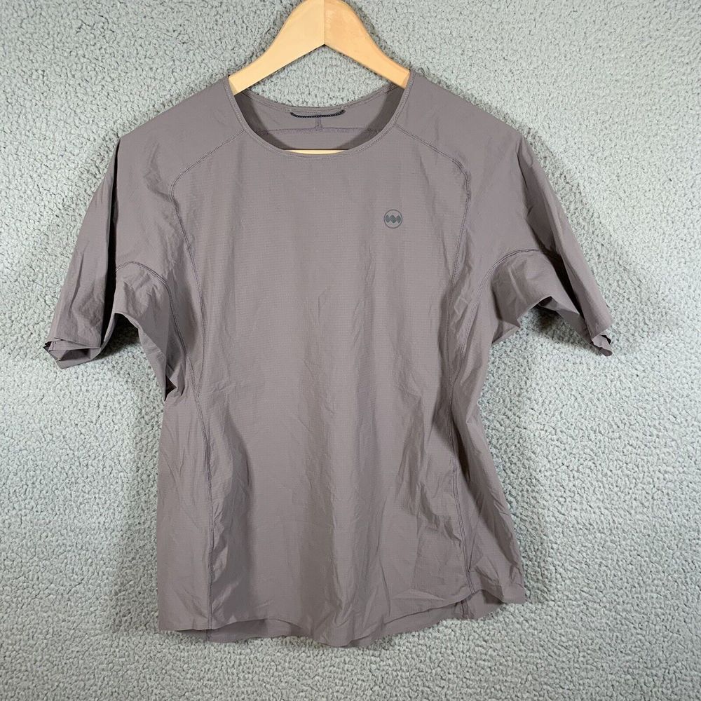 Janji Shirt Mens S/M Taupe Performance Running T-Shirt Lightweight Nylon Stretch
